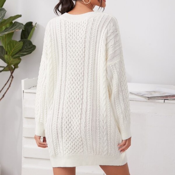 Off White Oversized chunky Knit Sweater Dress - Picture 3 of 4